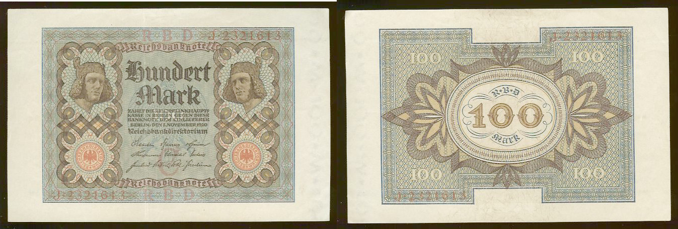 100 Mark ALLEMAGNE 1920 P.069a SUP+